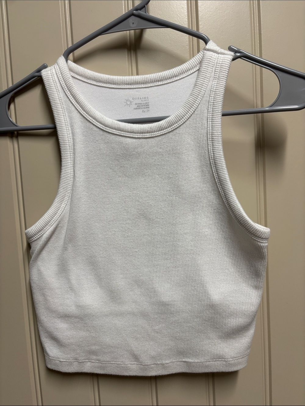 Offline by Aerie Cropped Ribbed Tank Top - White